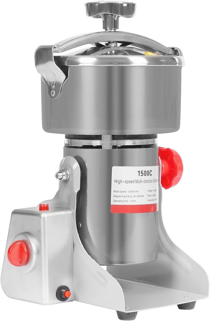 Electric Grain Mill Grinder - High-Speed Stainless Steel Multi-Function Grinding Machine with 180° Tilting Design for Superfine Powder - Ideal for Kitchen Home and Commercial Use