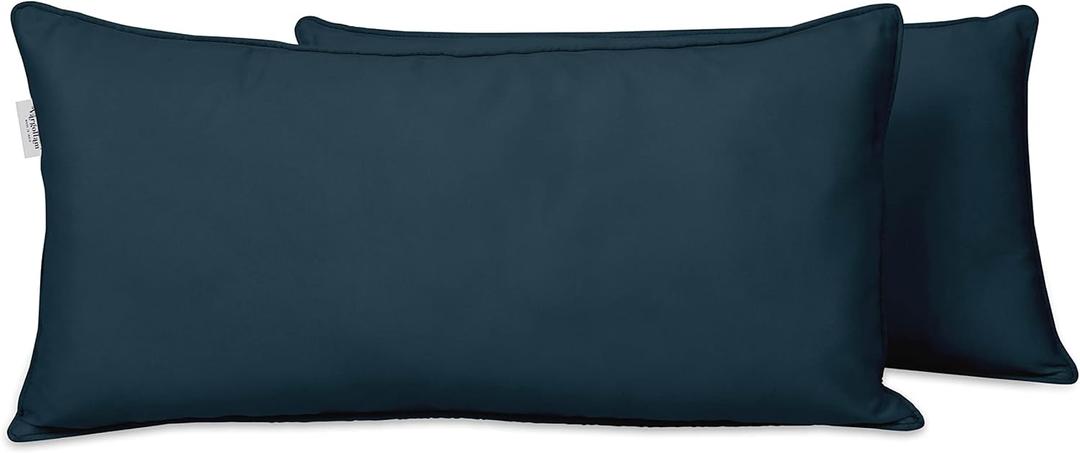 Indoor/Outdoor Polyester Fabric Lumbar Pillow Cover, All-Weather Waterproof Rectangular Cushion Case for Patio Furniture, 16 x 24 Set of 2 -Gray