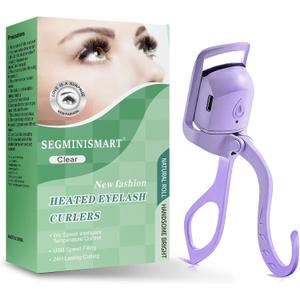 Heated Eyelash Curler, Fast 5s Heat up, 24 Hours Long Lasting, Rechargeable Electric Lash Curler, Temperature Control, Safe Anti-Burn Eye Lash Curler, Quick Natural Curling Lashes (Purple-1)