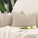 MADIZZ Pack of 2 Chenille Velvet Throw Pillow Covers 12x20 Inch Light Taupe Soft Neutral Decorative Throw Pillows Accent Boho Cushion Covers for Couch Sofa Modern Farmhouse Home Decor