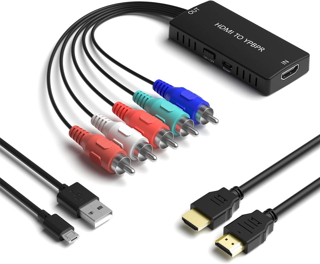 HDMI to Component Converter, YPbPr + R/L Audio Adapter Converter 1080P 5RGB Converter for Blu-ray DVD, STB, PS3, PS4, Fire Stick, PC, Xbox, Roku, DVD Players