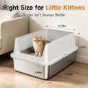 Stainless Steel Litter Box with High Sides, Small Metal Litter Box for Kittens & Senior Cats, Open Top Low Entry Non-Stick Easy Clean with Scoop, Gray
