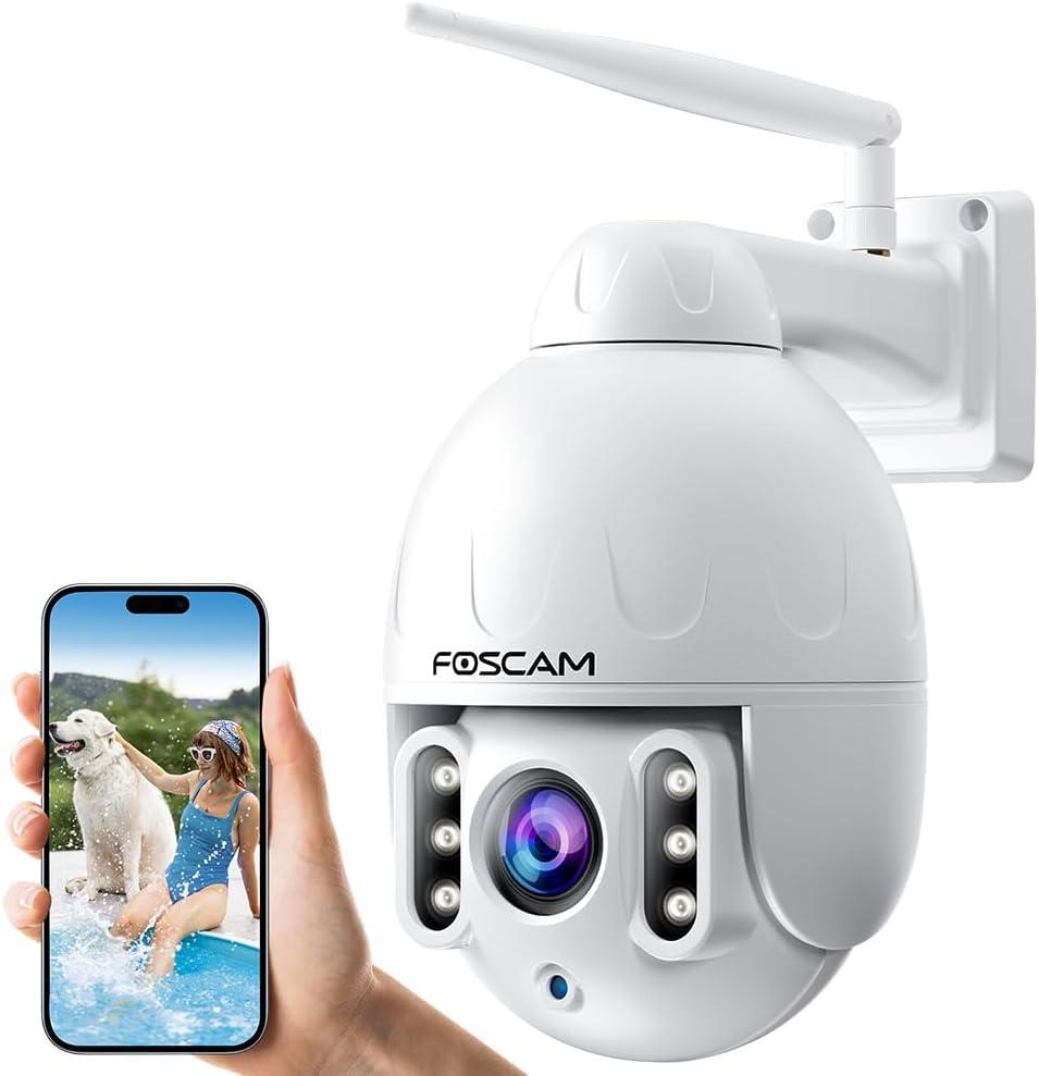 FOSCAM SD4 2k 4MP Outdoor Security Camera, 5G/2.4GHz WiFi PTZ IP Surveillance Camera with 4X Optical Zoom, Smart AI Human Detection, 2-Way Audio, 165ft Night Vision, CMOS Image Sensor, IP66