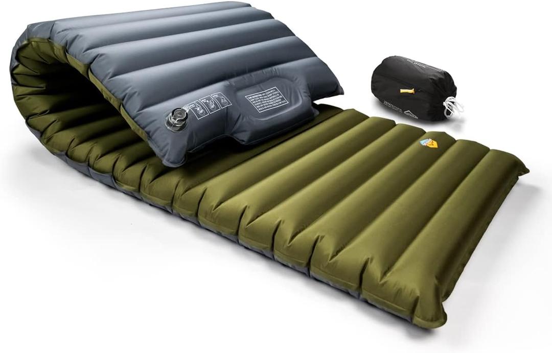 ZOOOBELIVES Extra Thickness | Wide Plus Sleeping Pad with Built-in Pump, Inflatable Camping Mattress of Ultimate Comfort for Car Camping, Tent, and Backpacking, Lightweight & Compact  Airlive2000P (Capulet Olive)