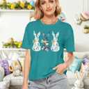 Easter Shirts for Women Cute Easter Bunny Rabbit Graphic Shirt Happy Easter Casual Short Sleeve Tees Tops (Blue, S)