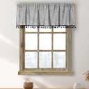2 Pack Boho Tassel Kitchen Valances for Windows Modern Farmhouse Cotton Linen Valance Curtains Topper Country Rustic Bathroom Small Window Treatment Bohemian Decor (55x15 inch, Grey)