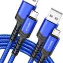 JSAUX Micro USB Cable Android Charger, (2-Pack 6.6FT+10FT) Micro USB Android Charger Cable Nylon Braided Cord Compatible with Galaxy S7 S6 J7 Edge Note 5, Kindle. MP3 and More-Blue