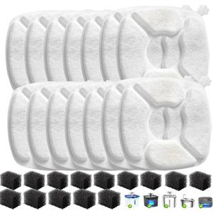 28 Pcs Cat Water Fountain Replacement Filters-14 Pack Cat Fountain Filters with 14 Pack Sponges, Enhanced Compatibility Pet Fountain Filter Fit for 95oz/2.8L 135oz/4L 67oz/2L Pet Drinking Fountain