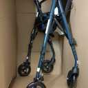 Medline Superlight Folding Aluminum Mobility Rollator Walker, Smoky Blue, 250 lb. Weight Capacity, 6" Wheels, Adjustable Arms and Seat, Foldable Rolling Walker for Seniors