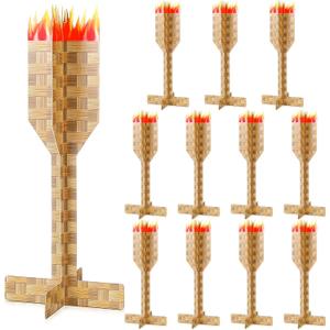 Vicenpal 12 Set Hawaiian Luau Party Decoration Tiki Torch Table Decor 3D Tiki Torch Centerpieces Summer Beach Tropical Party Supplies Table Centerpieces Home Decor