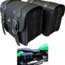 Faux Leather Motorcycle Saddlebags with Lock fit Softail, Scooter Powersports & Cruisers, Throw Over Saddle Bags for Daily Commute or Long Trips 12.2x5.12x9.84"