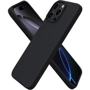 ORNARTO Compatible with iPhone 16 Pro Max Case 6.9", Slim Liquid Silicone 3 Layers Soft Gel Rubber Shockproof Protective Cover with Anti-Scratch Microfiber Lining-Black