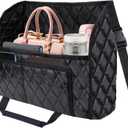 BFXM Car Purse Holder Between Seats, Leather Auto Front Seat Handbag Organizer Pocket, Large Capacity Car Net Pocket Handbag Holder, Backseat Barrier Storage Bag Fits for Car, Truck, SUV