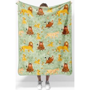 Disney Lion King Plush Throw Blanket - Measures 40 x 50 Inches - Super Soft Lightweight Fleece Safari Animals Bedding with Simba