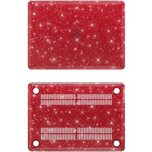 KEROM Red Glitter Case for MacBook Air 13 inch 2022-2018 M1 A2337 A2179 A1932, Glitter MacBook Air M1 Case - Shiny Bling Sparkle Plastic Hard Shell & Keyboard Cover for Mac Air 13.3 inch, Wine Red