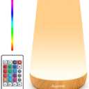 Auxmir Rechargeable LED Night Light, Touch & Remote Control Bedside Lamp with 13 Colors, 5 Brightness Levels, Portable Table Lamp for Kids Baby Nursery, Bedroom, Bathroom, Camping, Light Brown