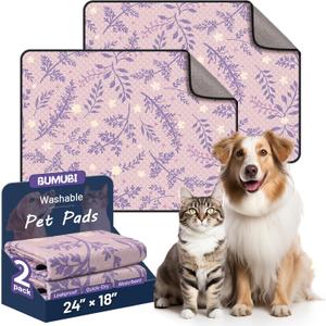 Washable Dog Pee Pads - Absorbent Reusable Puppy Training Pads, Waterproof Leak - Proof & Non - Slip for Crate Whelping Potty Training 24x18 (Pack of 2)
