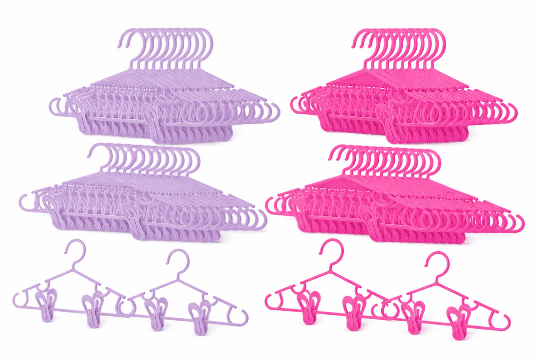 120 Pack Nursery Hangers With Clips Pink and Purple