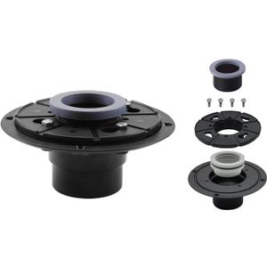 Shower Drain Base Flange Kit Includes 2-Inch ABS Shower Drain Base Flange Threaded Adjustable Adapter Rubber Connecting Gasket fit Square/Linear Shower Drains