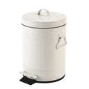 Bathroom Trash Can with Lid, Small Waste Basket for Home Bedroom, Retro Step Garbage Can with Soft Close, Vintage Office Trash Can, 5 Liter/ 1.3 Gallon, Glossy Cream White
