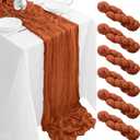 6Pack Terracotta Cheesecloth Table Runner 35x120Inch Spring Easter Cheese Cloth Table Runner 10FT Boho Gauze Table Runners Rustic Sheer Table Runners for Wedding Bridal Shower Baby Shower Party Decor (6PCS-10FT, Terracotta)