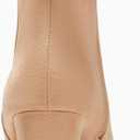 Coutgo Women's Square Toe Ankle Boots Chunky Block Heel Side Zipper Booties Faux Suede Winter Shoes (Beige)