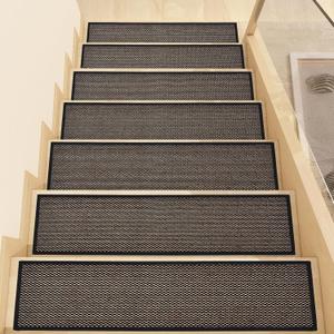 Stair Treads Non Slip, Rubber Backing Stair Treads for Wooden Steps, 15 PCS Thicken Linen Carpet Stair Runners Indoor for Kids Elders and Pets, No Residue Stair Carpet Treads, 8"x30", Black