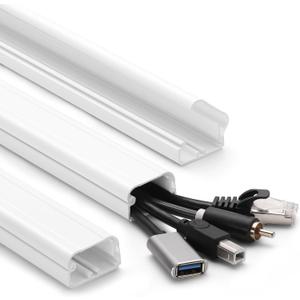 39in Cord Covers for Wires on Wall, YCLYC Wall Cord Cover, Large TV Cable Hider Wall Kit, White TV Cord Hider for Wall Mounted TV, Electrical Cable Raceway Cord Organizer, 3 X L13in W1.2 H0.7