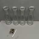 NETANY Set of 4 Glass Carafe with Lid, 1 Liter Beverage Serveware Carafe, Clear Glass Pitcher for Mimosa Bar, Brunch, Cold Water, Juice, Milk, Iced Tea, Lemonade