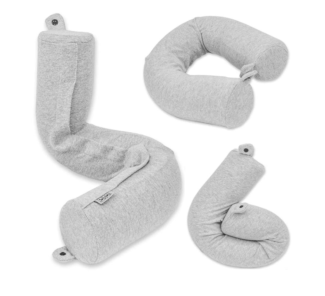 Dot&Dot Twist Memory Foam Travel Pillow for Airplanes - Travel Neck Pillow for Sleeping - Airplane Pillow for Neck Support, Chin, Lumbar and Leg - Adjustable, Bendable Neck Roll Pillow