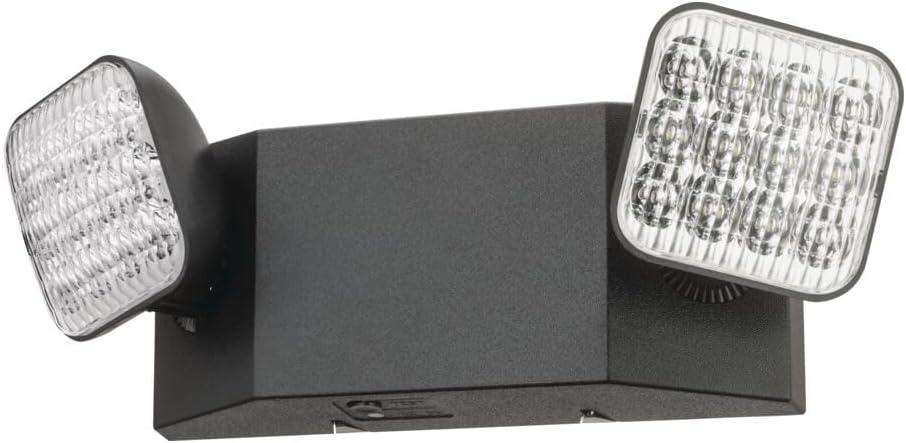 Lithonia Lighting Basics LED Emergency Light, Emergency Lighting with Dual Adjustable LED Lamp Heads, Wall Mount, Damp Location Rated, 90-Minute Backup, MVOLT, Black (EU2C B MVOLT M6) (Generation 3 (Black))
