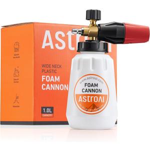 AstroAI Foam Cannon, Heavy Duty Car Foam Blaster Wide Neck Adjustable Snow Foam Lance and Thick Foam for Pressure Washer with 1/4" Quick Connector,1L Bottle (EXP 02/04/26)
