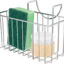 Kitchen Sink Sponge Holder, Super Sturdy Hooked Design Kitchen Sink Caddy Organizer for Dish Cloth, Soap Dishwashing Liquid Drainer, Rustproof & Durable