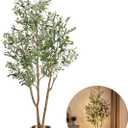 7FT Artificial Olive Tree with Lights & Planter, Tall Faux Olive Plant