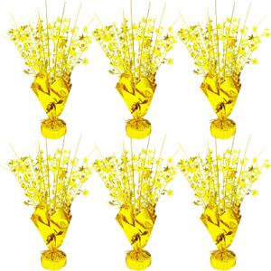 6 Pcs Metallic Foil Star Burst Table Centerpieces Patriotic Decoration for Wedding Birthday Graduation Veteran Day Memorial Day Holiday Party SuppliesGold
