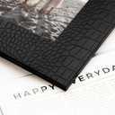 4x6 5x7 Picture Frames Set of 2, Modern Ornate Crocodile Leather Photo Frames with HD Glass Front, Farmhouse Table Top Display or Wedding Home Decor (Black)