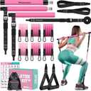 Pilates Bar Kit with Resistance Bands, Multifunctional Pilates Bar for Women & Men with Heavy-Duty Metal Adjustment Buckle, Pilates Home Equipment for Full BodyWorkouts (Pink)