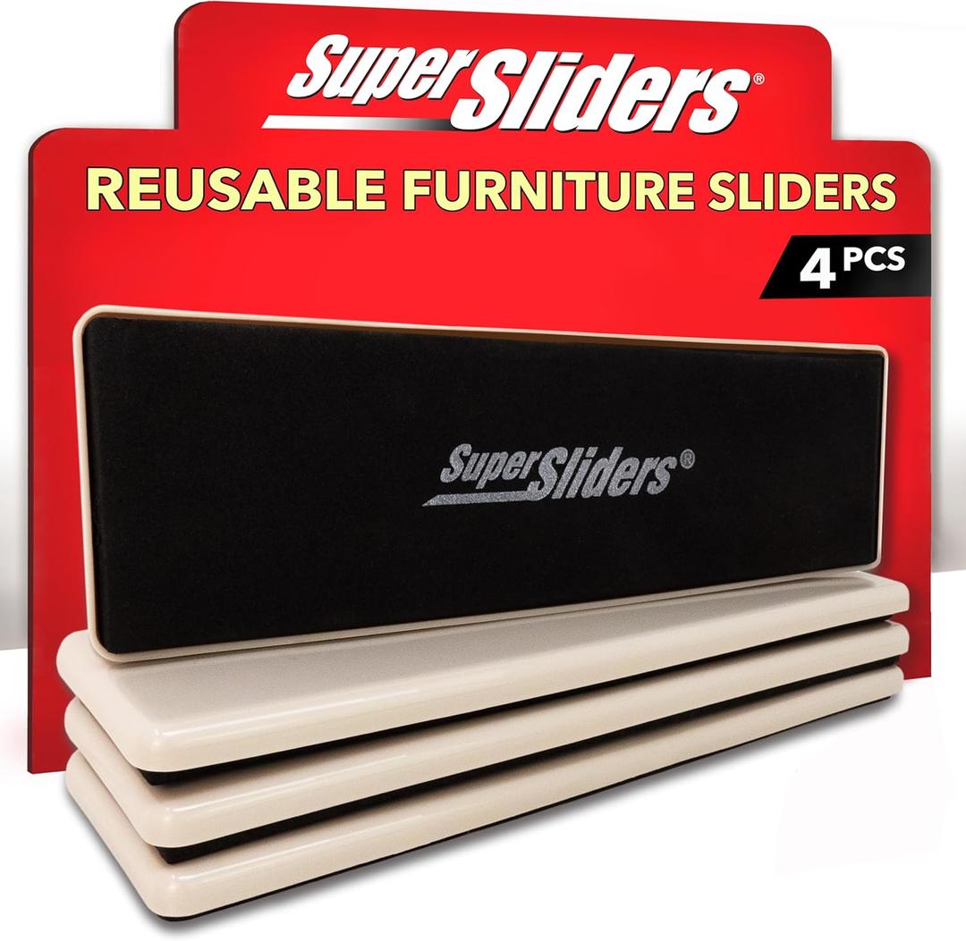 Super Sliders 4-Pack  2.5" x 9" Heavy-Duty Furniture Sliders for Carpet  Reusable Plastic Sliders for Moving Couches, Tables, Appliances & More  Effortless Furniture Movers