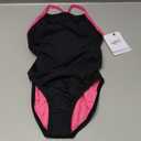 Dolfin Uglies One Piece Swimsuit - Athletic Practice Swimwear for Training, Sports, and Fitness (28, Black)