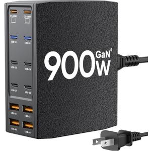 USB Charging Station (900W),12-Port USB C Charger Block with Dual 100W PD USB-C Fast Charging Station Hub for MacBook Pro/Air/All iPad Phone 17/16 15/14/13/Pro Max/Samsung Galaxy Note (Black)