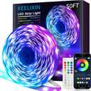 KEELIXIN LED Lights Music Sync RGB LED Strip Lights with APP & Remote Control (16.5ft)