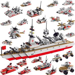 Sitodier Military Battleship Building Block Set for Kids,811pcs 25 in 1 Cruiser Battle Ship Building Kit Toy for Boys Kids Ages 6-12 and 8-14, Beautiful Xmas Birthday Gift