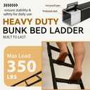 Bunk Bed Ladder Anti-Slip, Heavy Duty Coated Steel Ladder for RV/Loft/Dorm Kid Room Bunkbed, Vertical Bunk Bed Ladder with 51-64 Height Adjustable, Foldable Portable Loft Bed Stairs and 4 Wide Steps