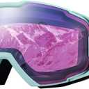 FEISEDY Ski Goggles, OTG Snow Sport Goggles for Adult Youth, Anti-Fog UV400 Protection Bendable Dual-Lenses B2961 (Purple Silver Vlt 27%)
