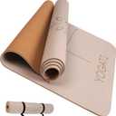 YOGATI Yoga Mat with Strap with Alignment Lines. Home Workout Mat for Women, Men and Kids. Thick Non Slip Yoga Mat for Pilates and Fitness. Brown, Pink and Purple Yoga Mats