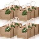 Paterr 12 Pcs Burlap Jute Tote Bag Bachelorette Gift Bag with Handle Tissue Paper Monstera Tag for Bridesmaid Party Favor (Large)