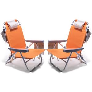 SUNNYFEEL Low Beach Chair 2 Pack 5 Position Lay Flat, Portable Folding Backpack Beach Chairs Heavy Duty with Cooler Bag, Cup Holder for Outdoor/Lawn/Picnic/Fishing, Foldable Camping Chair
