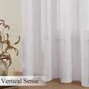 Estelar Textiler White Linen Boho Farmhouse Curtains for Bedroom, Textured Embroidered Curtains 90 Inches Long, Soft Light Filtering Semi Sheer Grommet Top Drapes for Living Room, 52Wx90L, 2 Panels