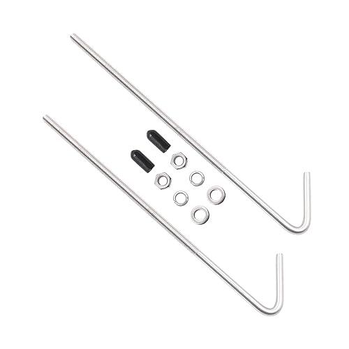 AICEL Battery Hold Down Bracket, 2 Pcs 8 Inch J Hook Battery Hold Down Bolts and 8 Pcs Parts, 18-8 Stainless Steel Universal J Bolt Holder, Support the Battery of Car Truck SUV. Car Accessories