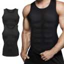 Mens Compression Shirt Slimming Body Shaper Vest Workout Tank Tops Abs Abdomen Undershirts, Large